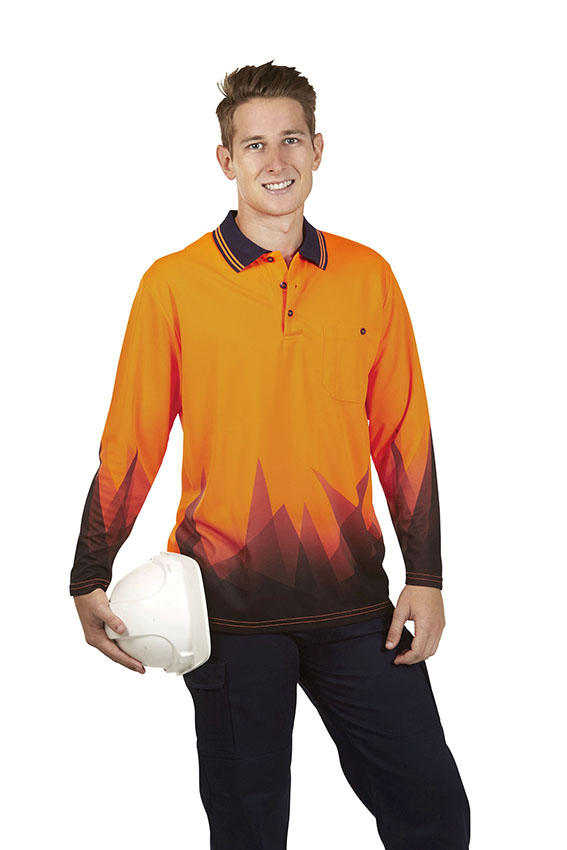 Hi Vis Sublimation Polo Long sleeve